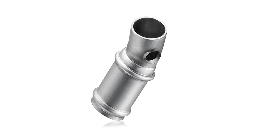 Metallrohr mit seitlicher Öffnung und Anschluss für Automotive- und Fluidtechnik-Systeme.