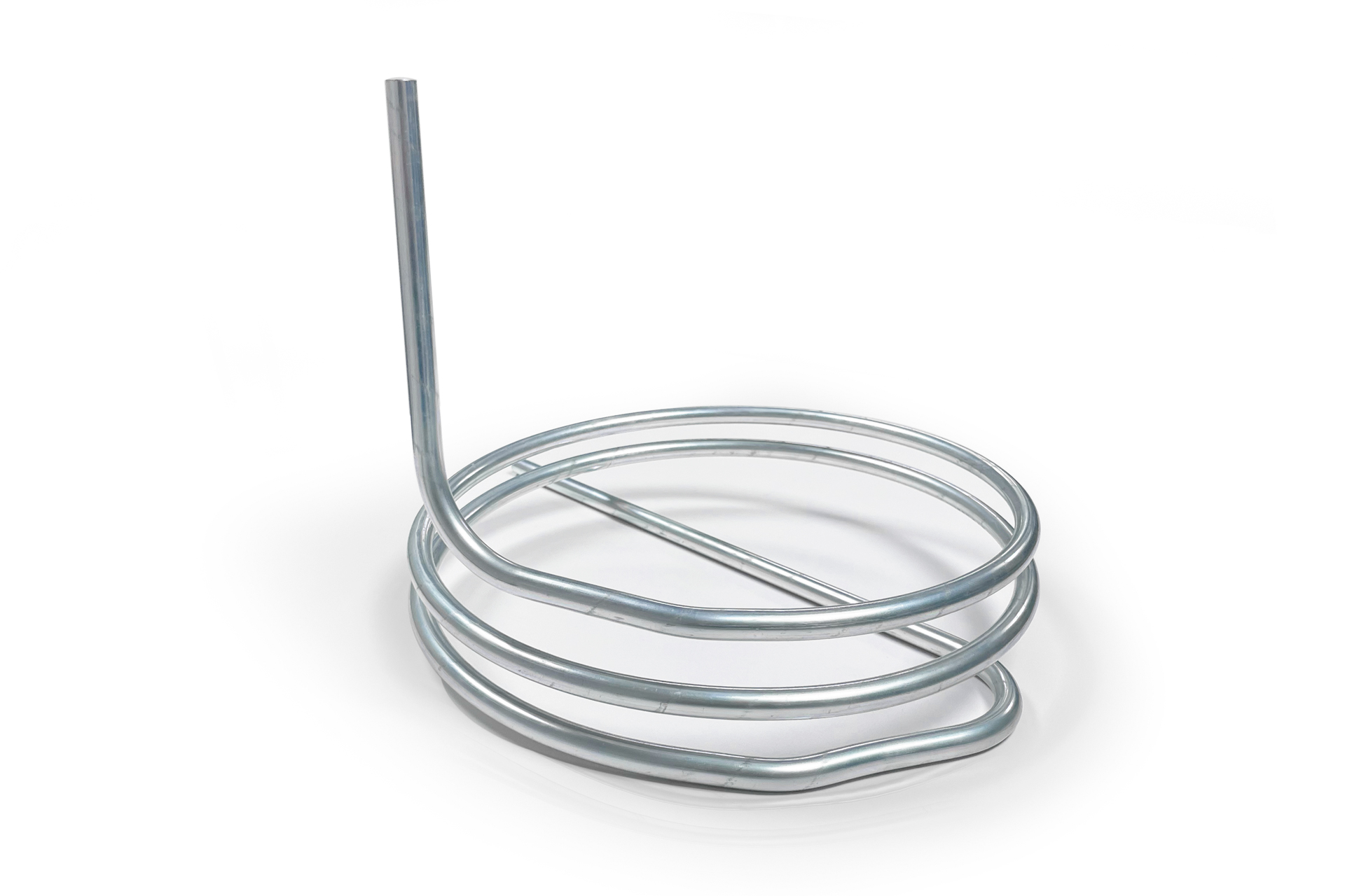 Spiralig gebogenes Metallrohr für HVAC-Anwendungen gefertigt mit CNC-Rohrbiegetechnologie von transfluid.