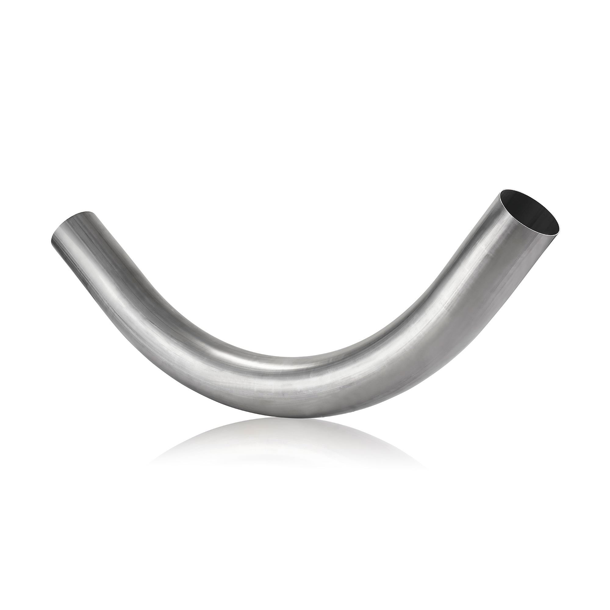 Gebogenes Edelstahlrohr mit gleichmäßigem Biegeradius für industrielle Rohrsysteme.