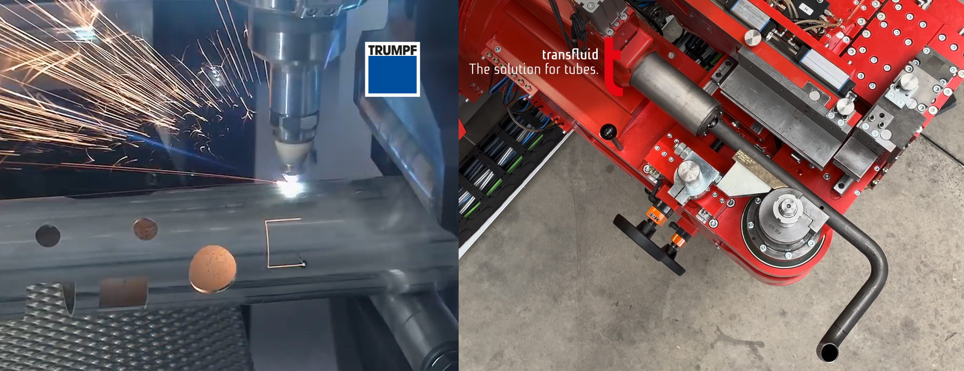 Laser-Rohrschneiden und CNC-Rohrbiegen in integrierter Fertigung von TRUMPF und transfluid.