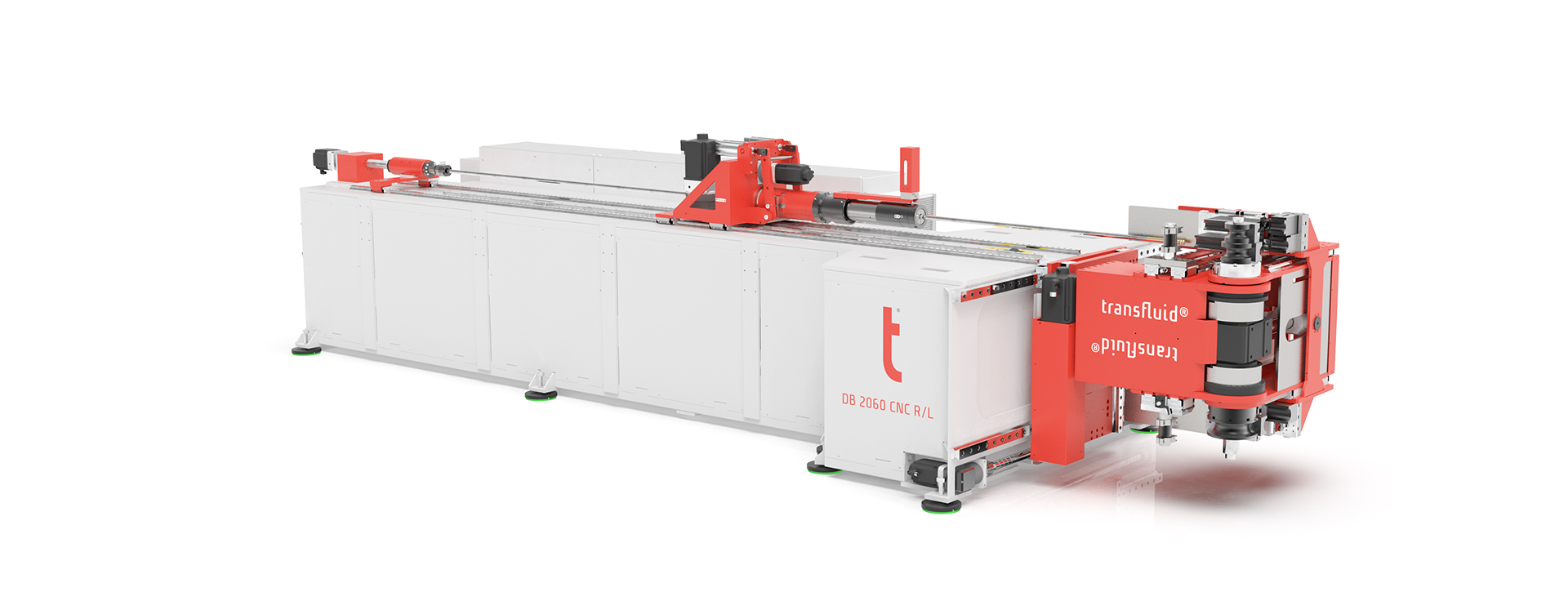 CNC Rohrbiegemaschine transfluid t bend VARIOLINE 60 als 3D Rendering in Gesamtansicht